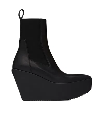 Rick Owens Porterville Sliver Platform Beatle Ankle Short Boots In 09 Black