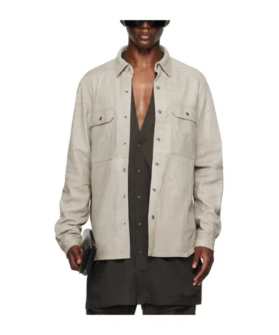 Rick Owens Off-white Porterville Outershirt Leather Jacket In 35 Bean
