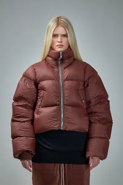 Rick Owens Brown Porterville Turtle Down Jacket In Red