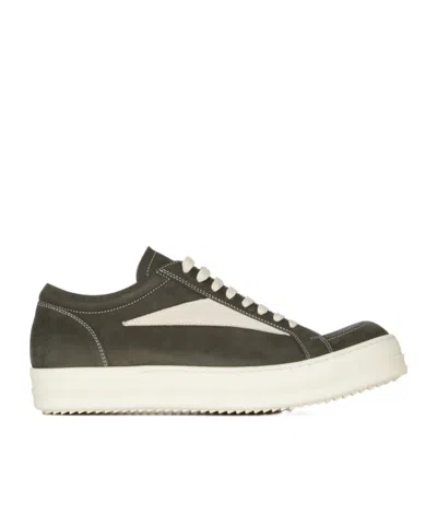 Rick Owens Porterville Vintage Leather Sneakers In White