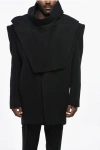 Rick Owens Porterville Virgin Wool Tatlin Coat With Removable Hood In Black