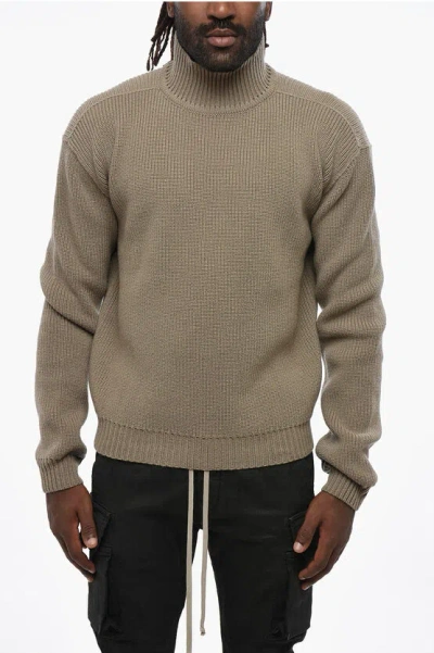 Rick Owens Porterville Virgin Wool Turtleneck Sweater In Neutral