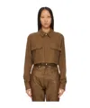 Rick Owens Press-stud Cropped Shirt In Brown