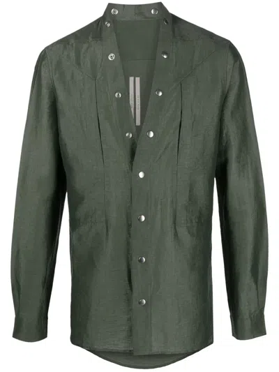 Rick Owens Press Stud-fastening Shirt In Green