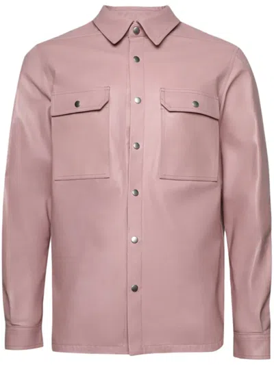 Rick Owens Press-stud Leather Shirt In Pink
