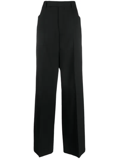 Rick Owens Pressed-crease Concealed-fastening Tailored Trousers In Black