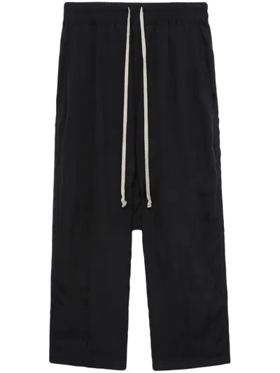 Rick Owens Pressed-crease Drawstring Cropped Trousers In Black