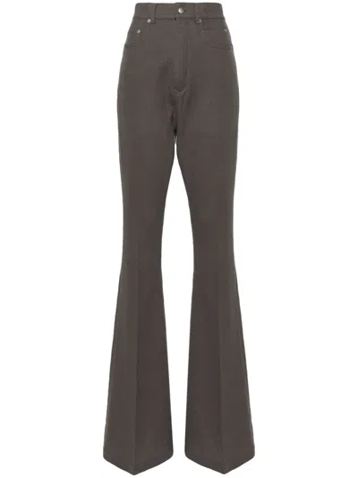 Rick Owens Pressed-crease High-waist Trousers In Brown