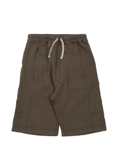 Rick Owens Kids' Press-stud Drawstring Shorts In Brown