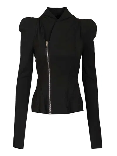 Rick Owens Lilies Princess Asymmetric Zip Jacket In Black