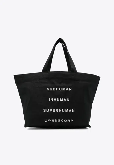 Rick Owens Printed Beach Tote Bag In Black
