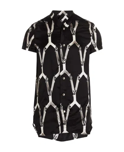 Rick Owens Printed Button Shirt In Black