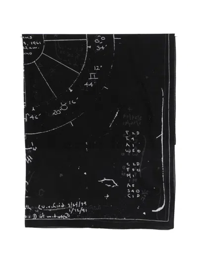 Rick Owens Printed Cotton Scarf In Black