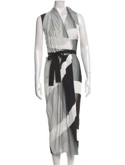 Pre-owned Rick Owens Printed Long Dress In Gray