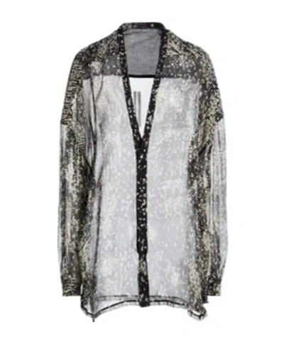 Rick Owens Printed Long-sleeve Shirt In Black