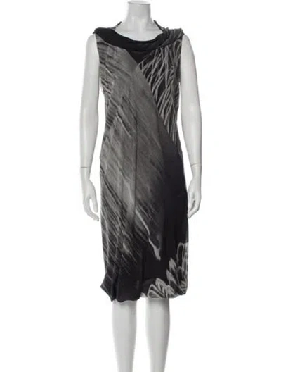 Pre-owned Rick Owens Printed Midi Length Dress In Gray