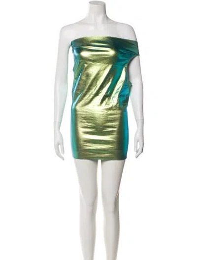 Pre-owned Rick Owens Printed Mini Dress In Green
