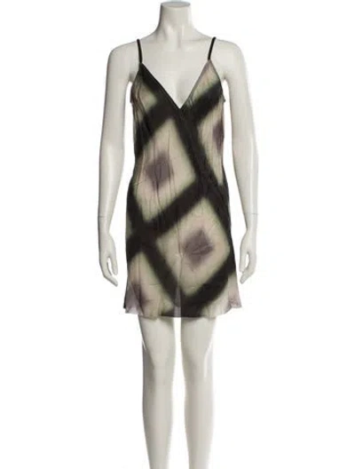 Pre-owned Rick Owens Printed Mini Dress In Green