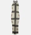 Rick Owens Printed Sheer Midi Dress In Black Plaid