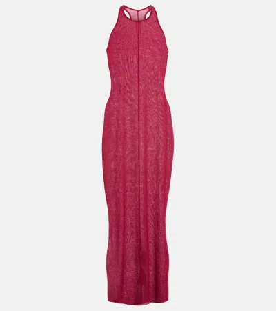 Rick Owens Printed Sheer Midi Dress In Pink