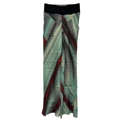 Rick Owens Printed Straight-leg Trousers In Multicolor Viscose In Green