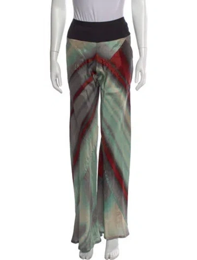 Pre-owned Rick Owens Printed Wide Leg Pants In Green