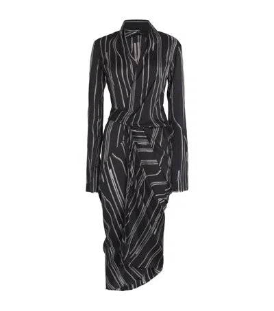 Rick Owens Printed Wrap Midi Dress In Black