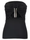 Rick Owens Off-the-shoulder Black Prong Bustier Top With Draping In Black