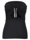 Rick Owens Off-the-shoulder Black Prong Bustier Top With Draping In Black