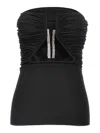 Rick Owens Off-the-shoulder Black Prong Bustier Top With Draping In Black