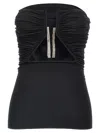 Rick Owens Off-the-shoulder Black Prong Bustier Top With Draping In Black