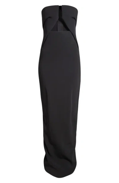 Rick Owens Prong Cutout Strapless Gown In Black
