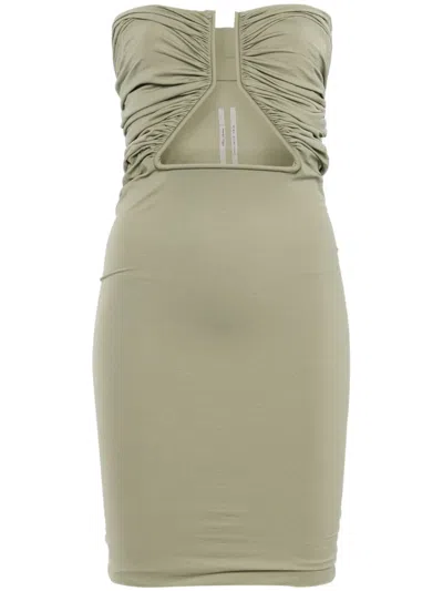 Rick Owens Prong-detail Jersey Mini Dress In Green