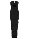 Rick Owens Amphora Prong Wool Grain De Poudre Gown In Black