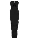 Rick Owens Amphora Prong Wool Grain De Poudre Gown In Black