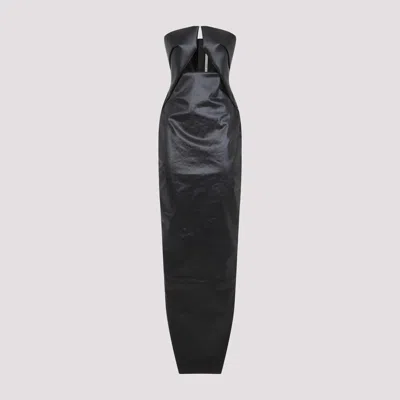 Rick Owens Prong Gown Denim Black Cotton Long Dress