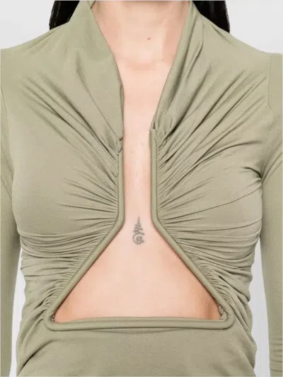 Rick Owens Prong Jersey Long Sleeve Top In Green