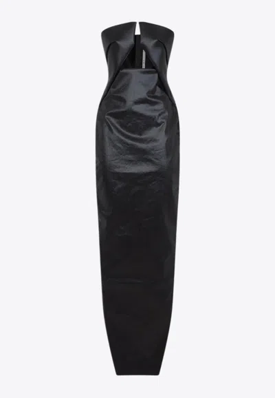 RICK OWENS PRONG LEATHER MAXI DRESS