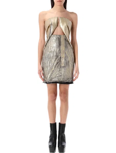 Rick Owens Prong Mini Dress In Gold