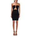Rick Owens Prong Cutout Coated Denim Bustier Dress