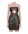 Rick Owens Prong Cutout Coated Denim Bustier Dress In Black