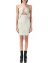Rick Owens Strapless Mini Dress With Geometric Cutouts In Dinge