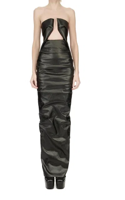Rick Owens Prong Off Shoulder Long Gown In Black