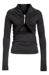 Rick Owens Prong Ruched Jersey Top In Black