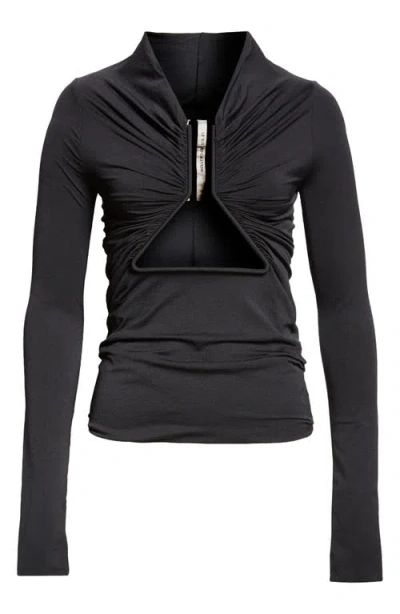 Rick Owens Prong Ruched Jersey Top In Black