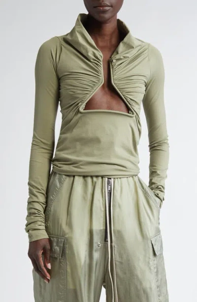 Rick Owens Prong Ruched Jersey Top In Celadon