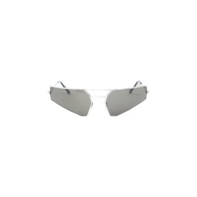 Rick Owens Prong Silver Metal Sunglasses