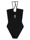 Rick Owens Prong Bather One-piece Swimsuit In Black