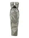 RICK OWENS 'PROWN' MAXI SILVER DRESS WITH CUT-OUT DETAIL IN STRETCH COTTON WOMAN