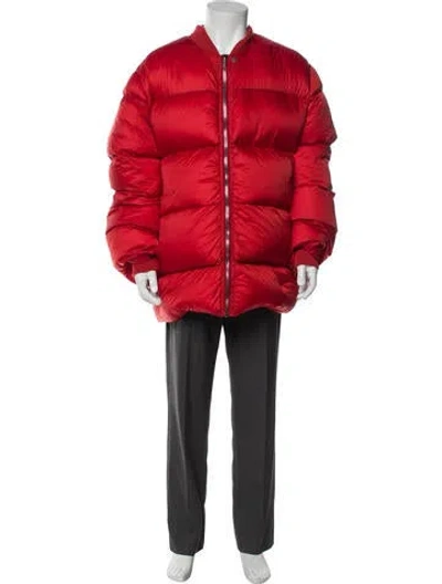 Pre-owned Rick Owens Puffer Coat In Red